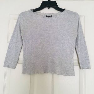 Brandy Melville Grey Lettuce Edge Blouse